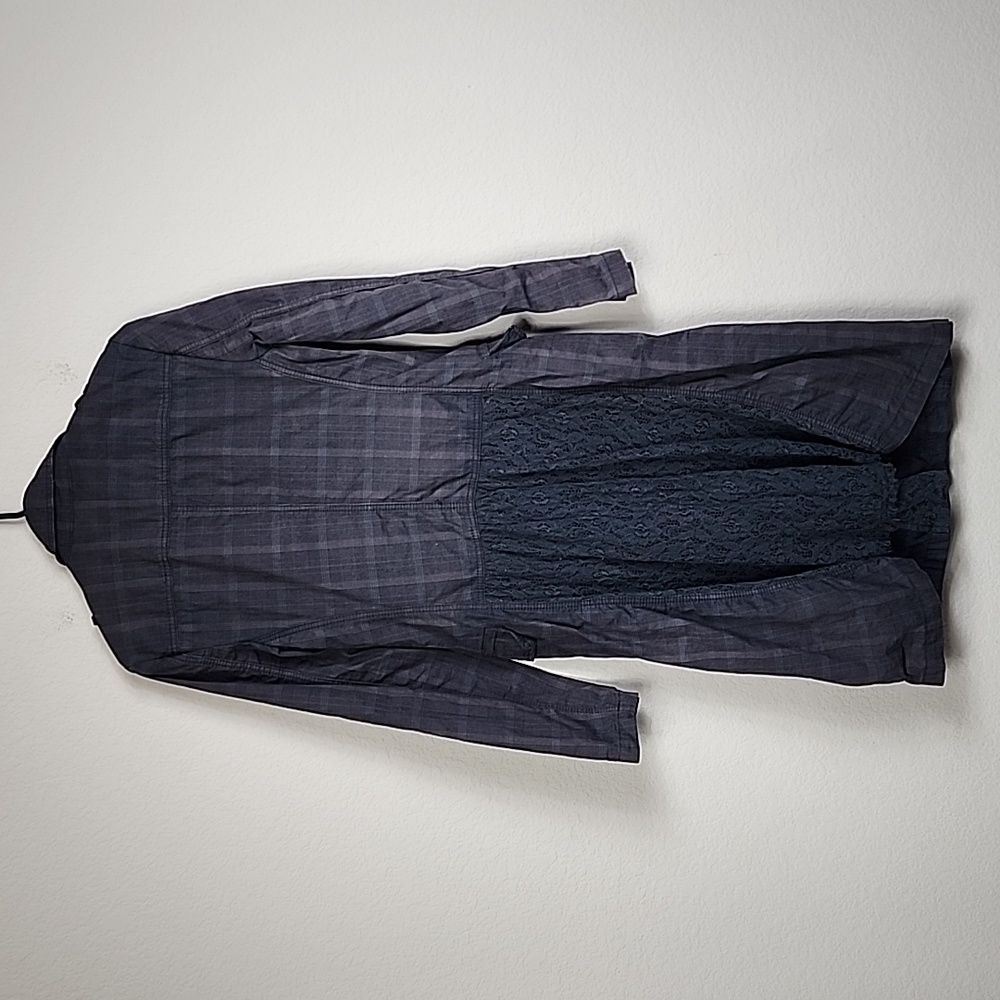 Free People Retro Plaid Lace Blazer Coat Jacket - Picture 7 of 11